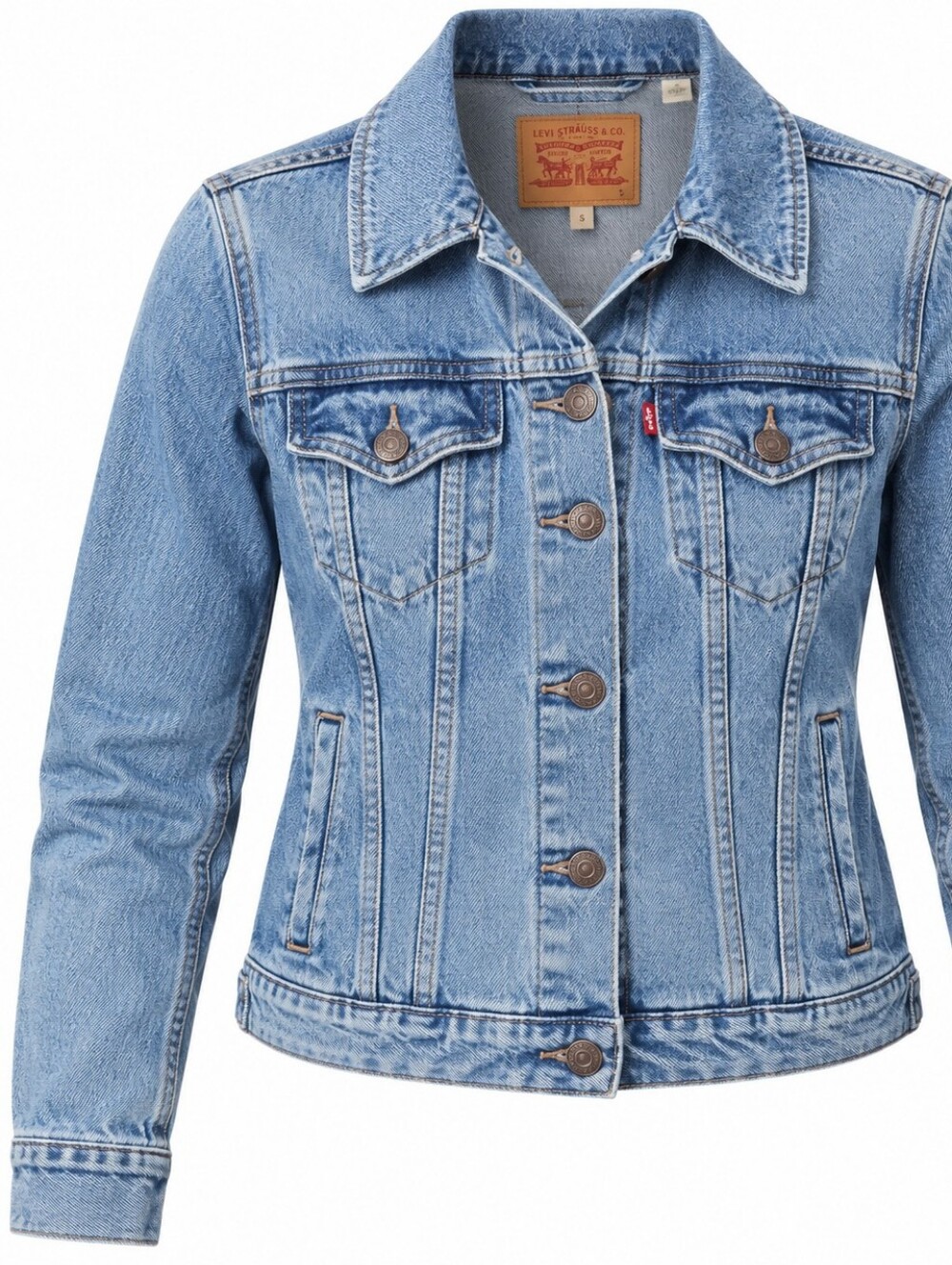 LEVI'S | Original Trucker Blue Stretch Denim Fitted Jean Jacket Tailored | S